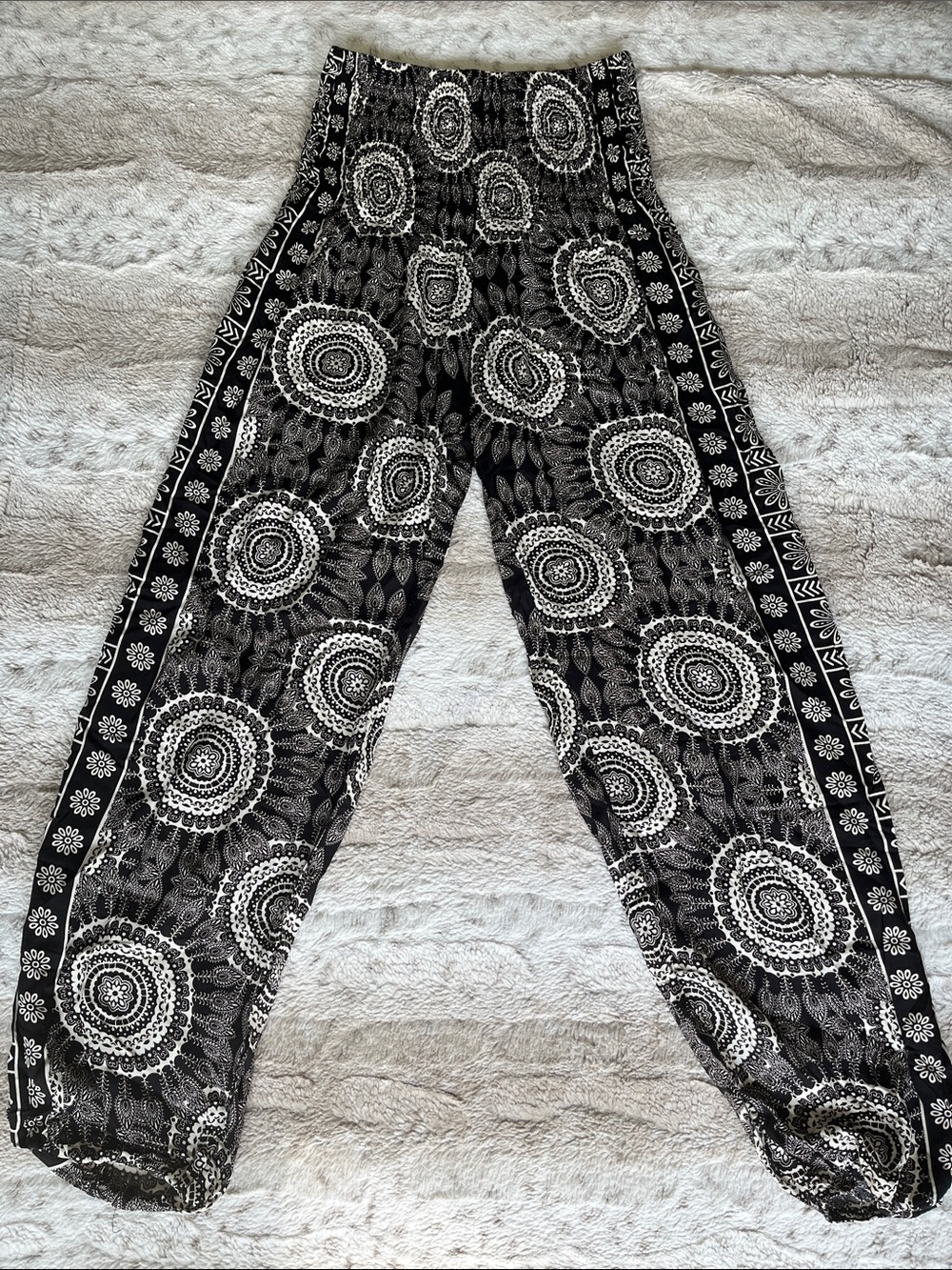 Lotus and Luna Black & White Wide Leg Harem Pants